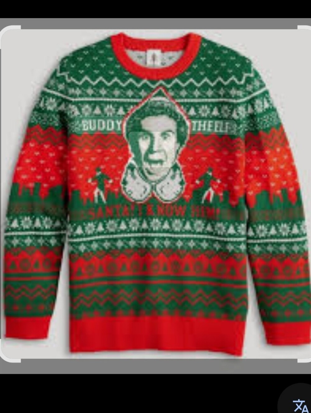 Men's "Buddy The Elf"  Red & Green Holiday Crewneck Sweater